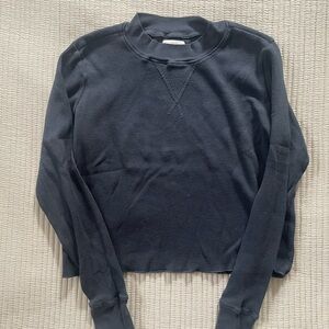 MATE the Label Mockneck Cropped Waffle Long Sleeve Tee